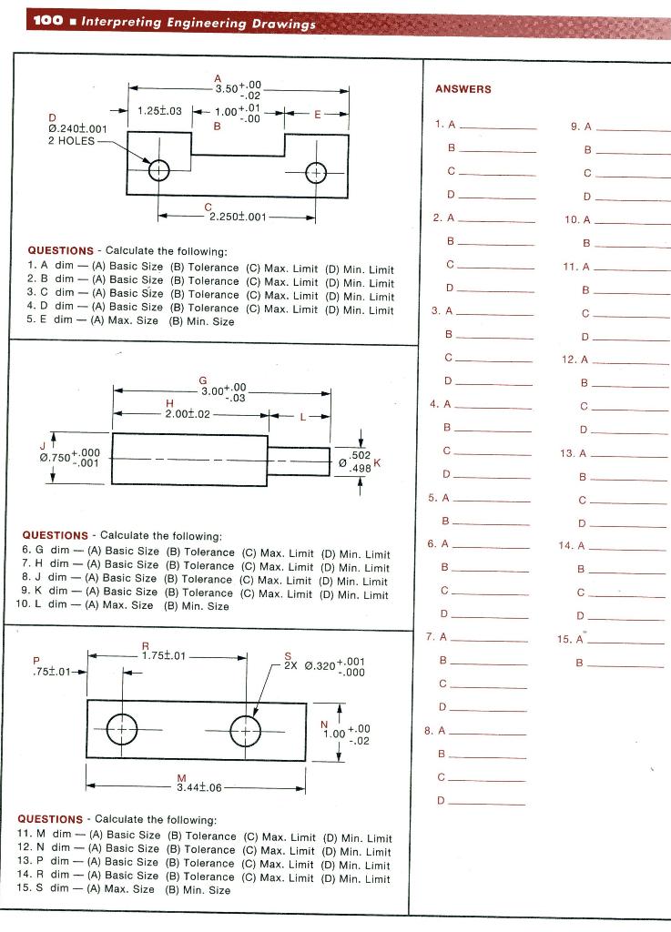 Solved 100 Interpreting Engineering Drawings А 3.50+.00 | Chegg.com