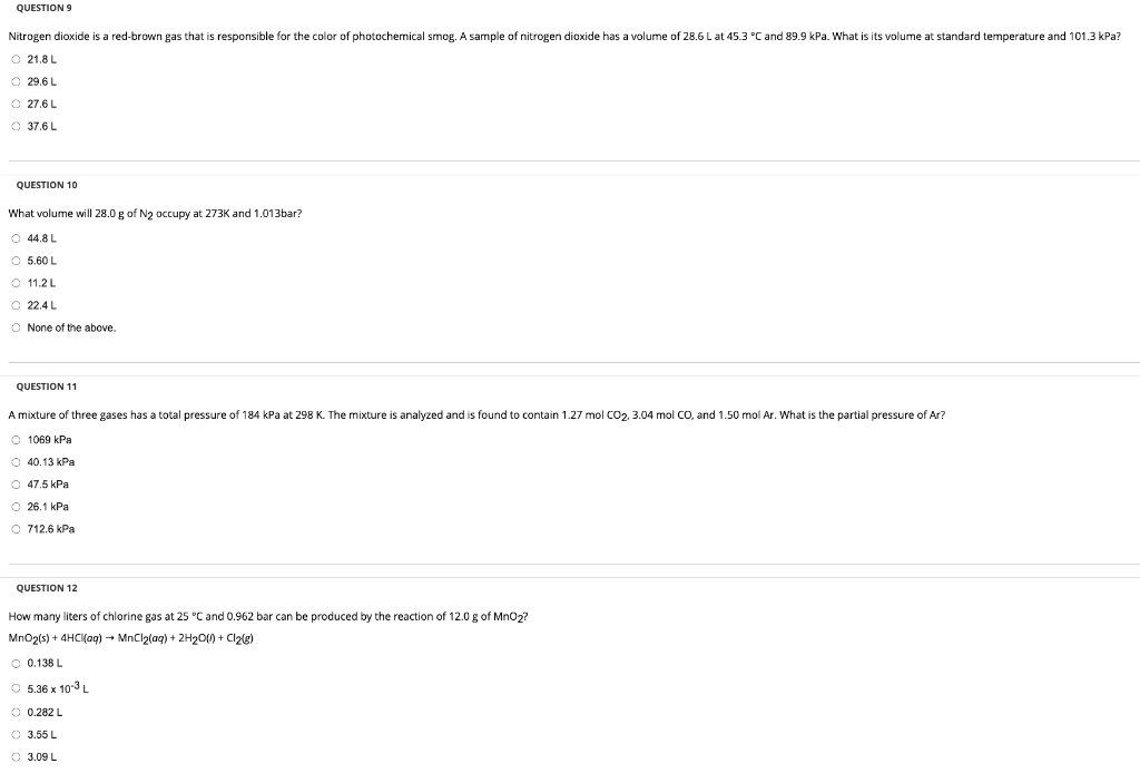 Solved QUESTION 9 Nitrogen dioxide is a redbrown gas that