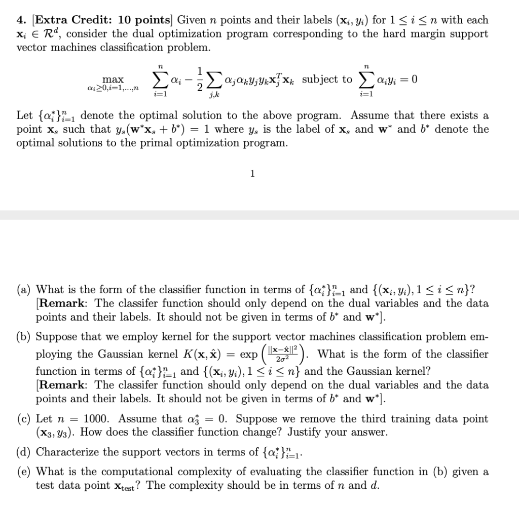 xi ∈ Rd, consider the dual optimization program | Chegg.com