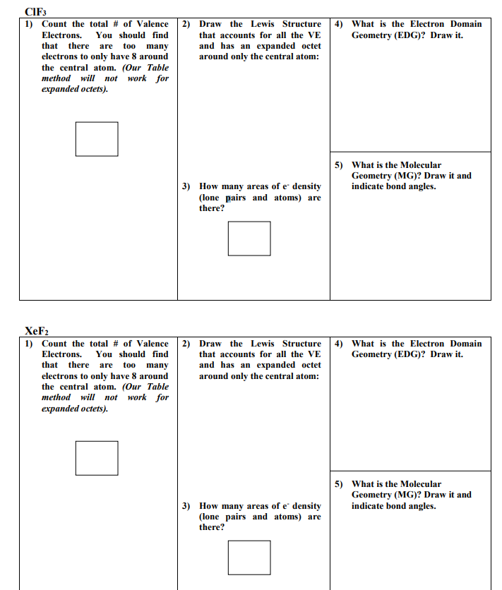 Solved 4 What Is The Electron Domain Geometry Edg D Chegg Com