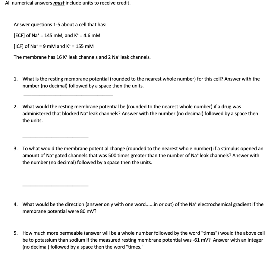 Solved All numerical answers must include units to receive | Chegg.com