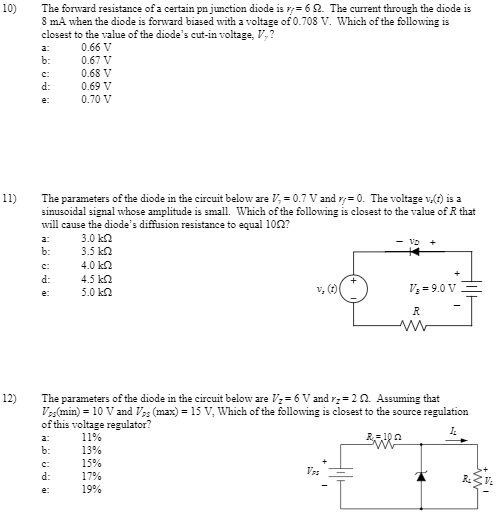 Solved 10) The forward resistance of a certain pn junction | Chegg.com