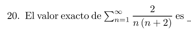 20. El valor exacto de 1 2 n (n + 2) es