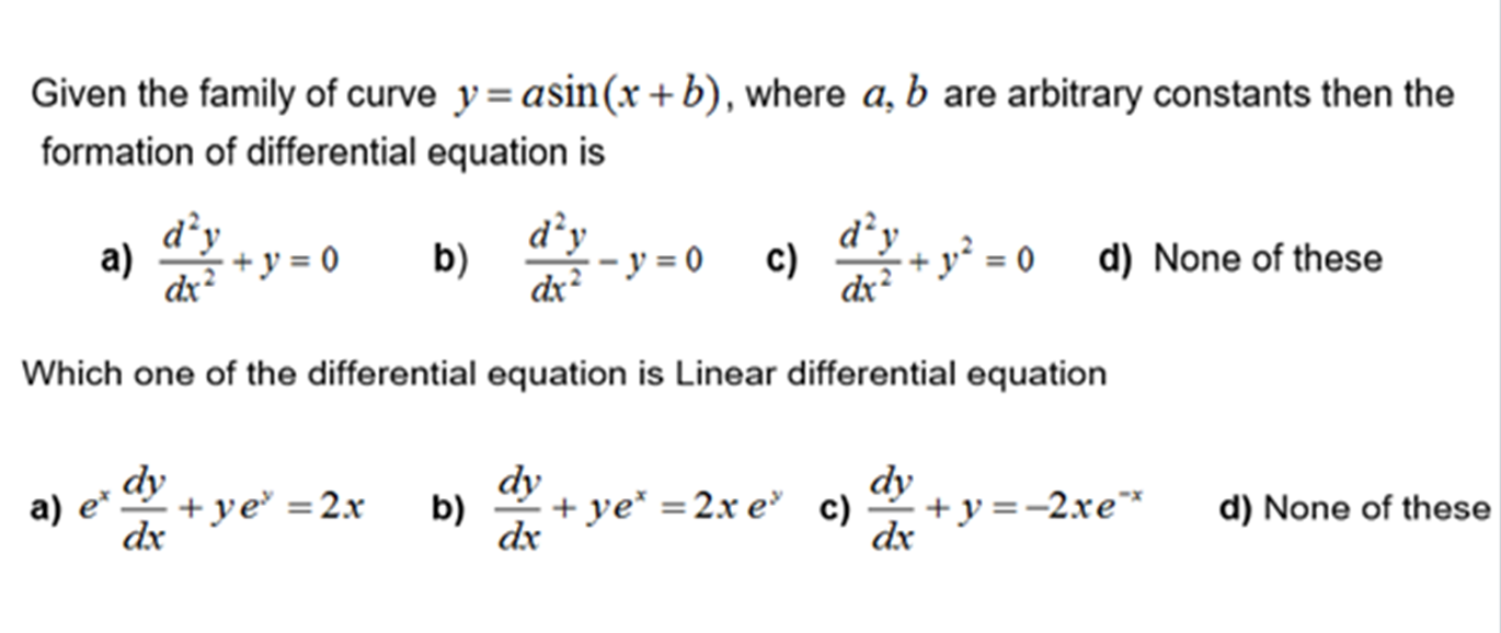 Solved Given The Family Of Curve Y = Asin(x+b), Where A, B | Chegg.com