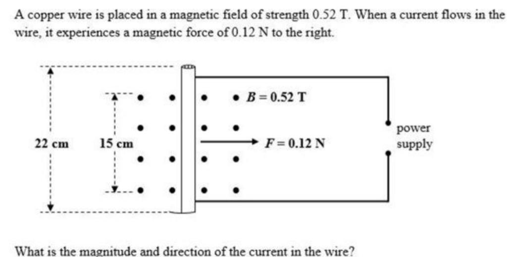 Solved A copper wire is placed in a field of