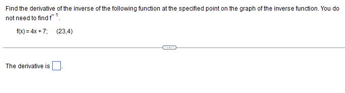 Solved Find the derivative of the inverse of the following | Chegg.com