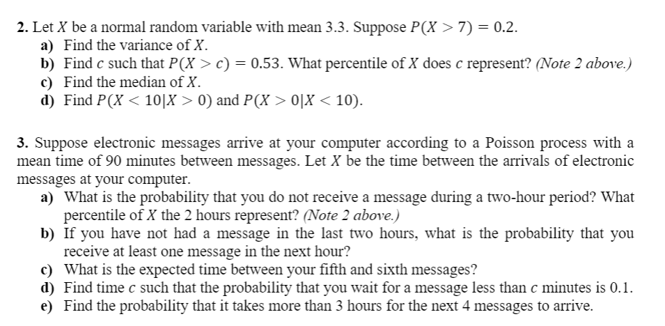 Solved 2. Let X be a normal random variable with mean 3.3. | Chegg.com