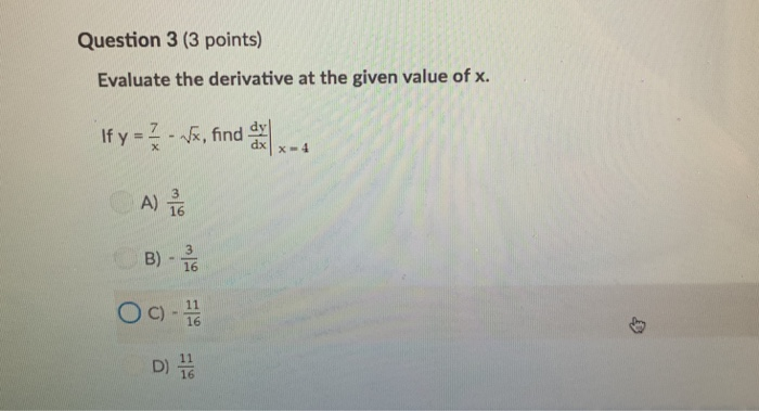 Solved Question 1 (2 points) Find the derivative. fx) | Chegg.com
