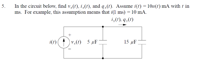 Solved In the circuit below, find vx(t),ix(t), and qx(t). | Chegg.com