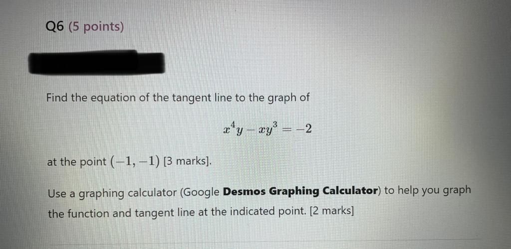 Solved Q6 5 Points Find The Equation Of The Tangent Line