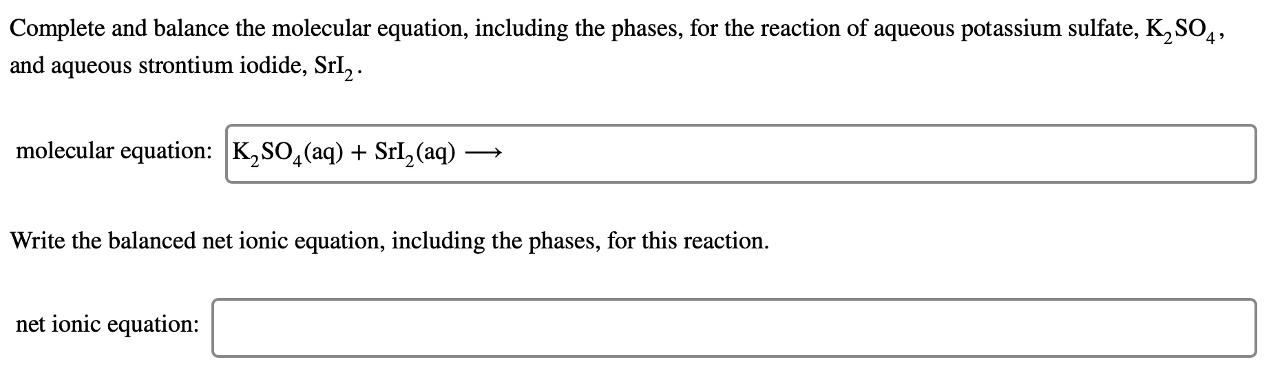 Plete And Balance The Molecular Equation Chegg 