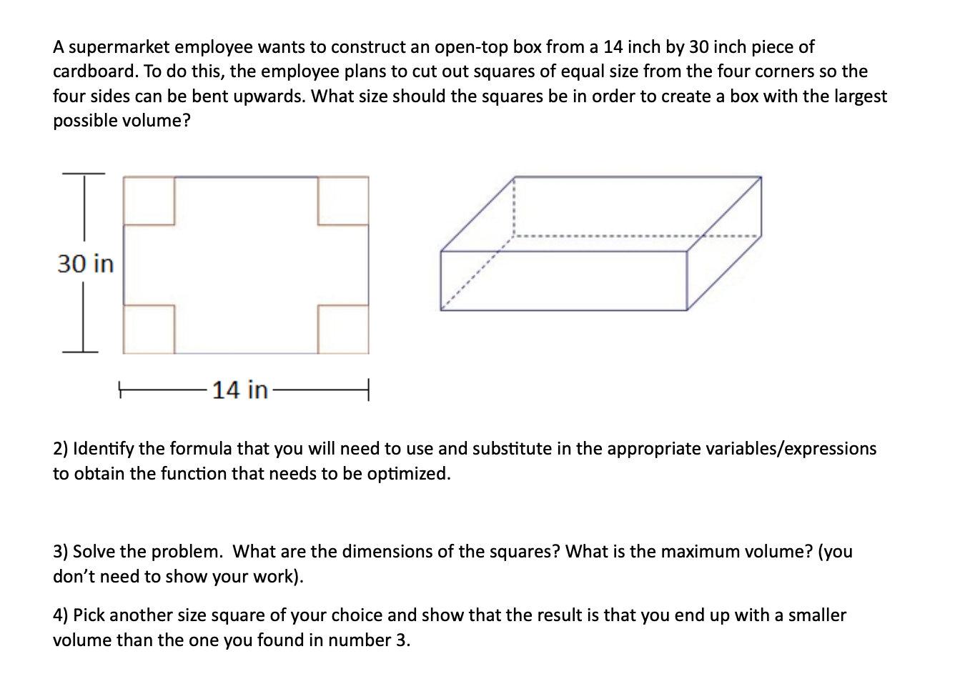 Solved A Supermarket Employee Wants To Construct An Open-top 