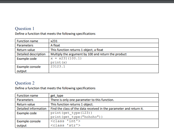Solved Question 1 Define a function that meets the following | Chegg.com