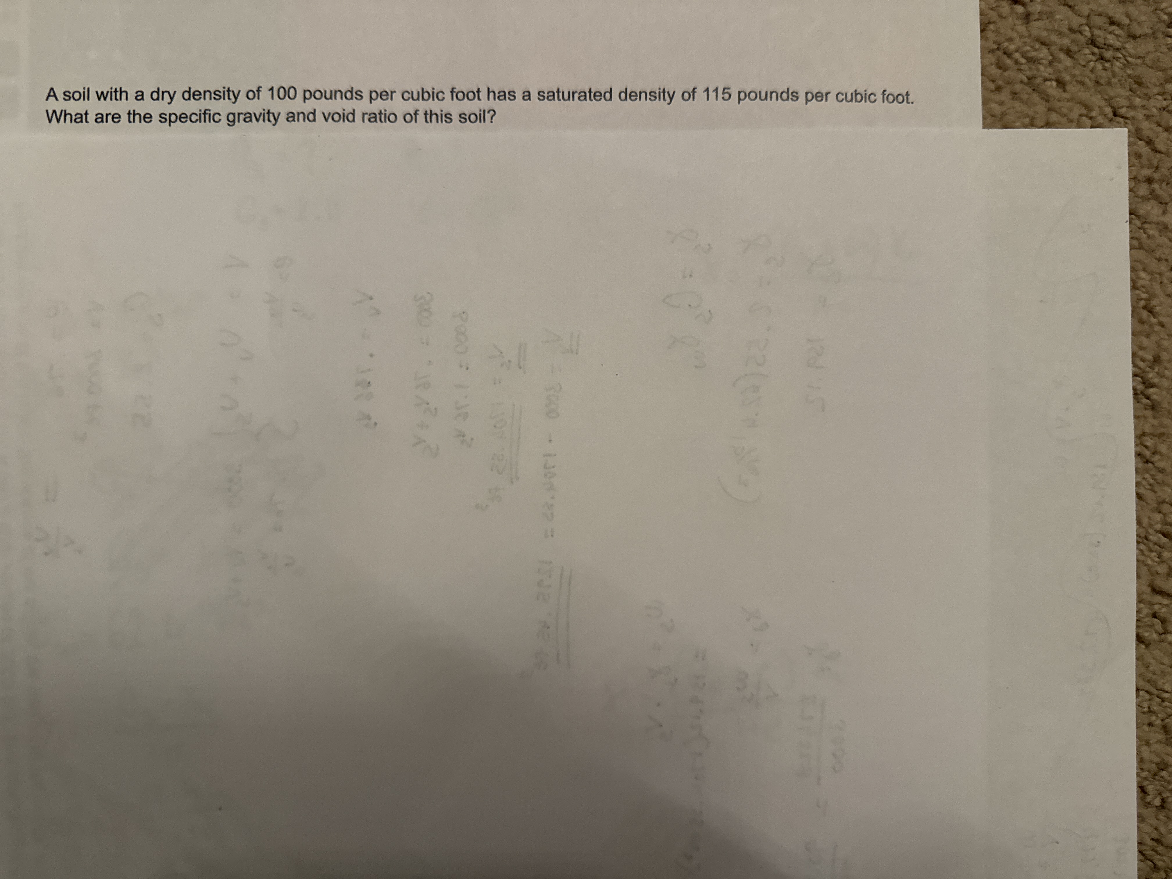 Solved A soil with a dry density of 100 ﻿pounds per cubic
