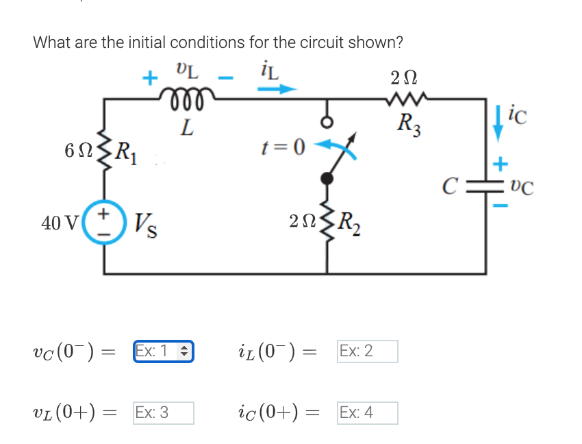 Solved What are the initial conditions for the circuit | Chegg.com