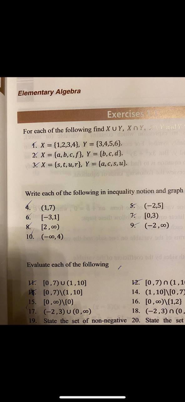 Solved Elementary Algebra Exercise For Each Of The Follow Chegg Com