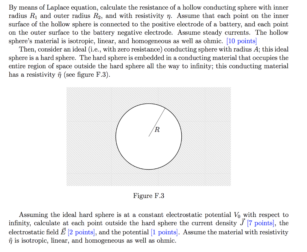 Solved By Means Of Laplace Equation Calculate The Resist Chegg Com