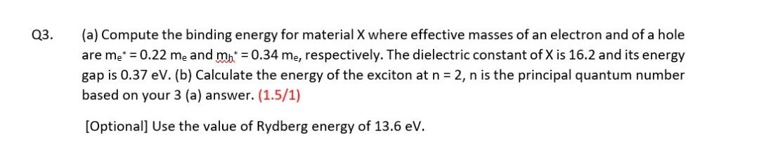 Solved Q3. (a) Compute the binding energy for material X | Chegg.com