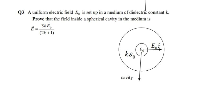 Solved Q3 A uniform electric field E, is set up in a medium | Chegg.com