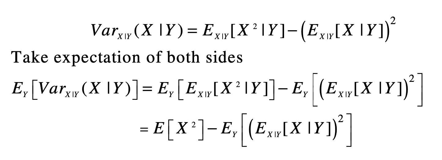 Solved Varx∣y X∣y Ex∣y[x2∣y]− Exyy[x∣y] 2 Take Expectation