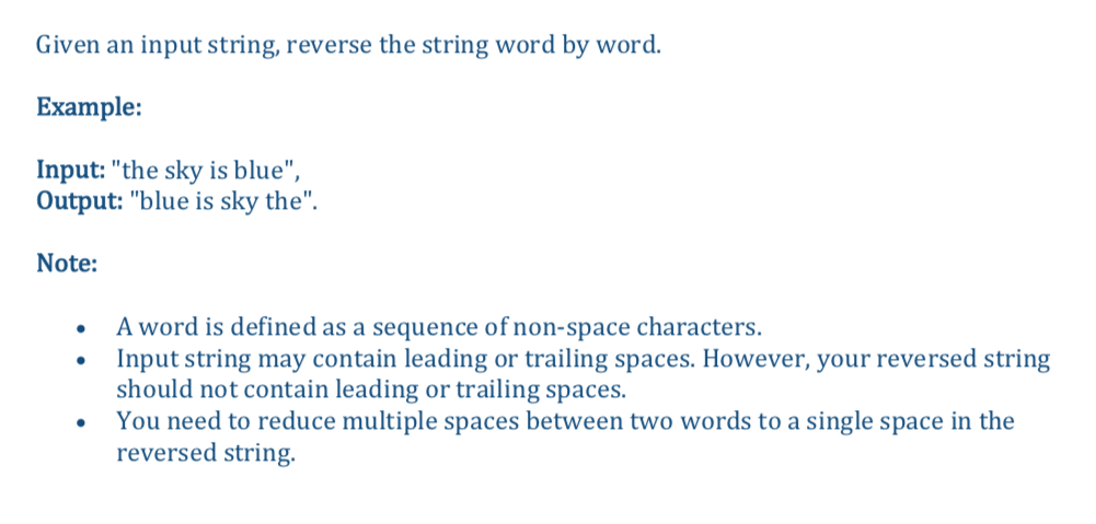 Solved Given an input string, reverse the string word by | Chegg.com