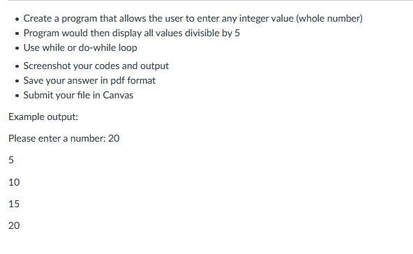 Solved • Create a program that allows the user to enter any | Chegg.com