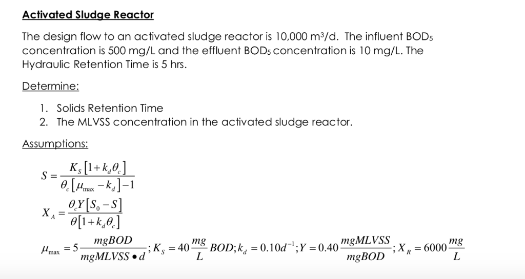 solved-activated-sludge-reactor-the-design-flow-to-an-chegg