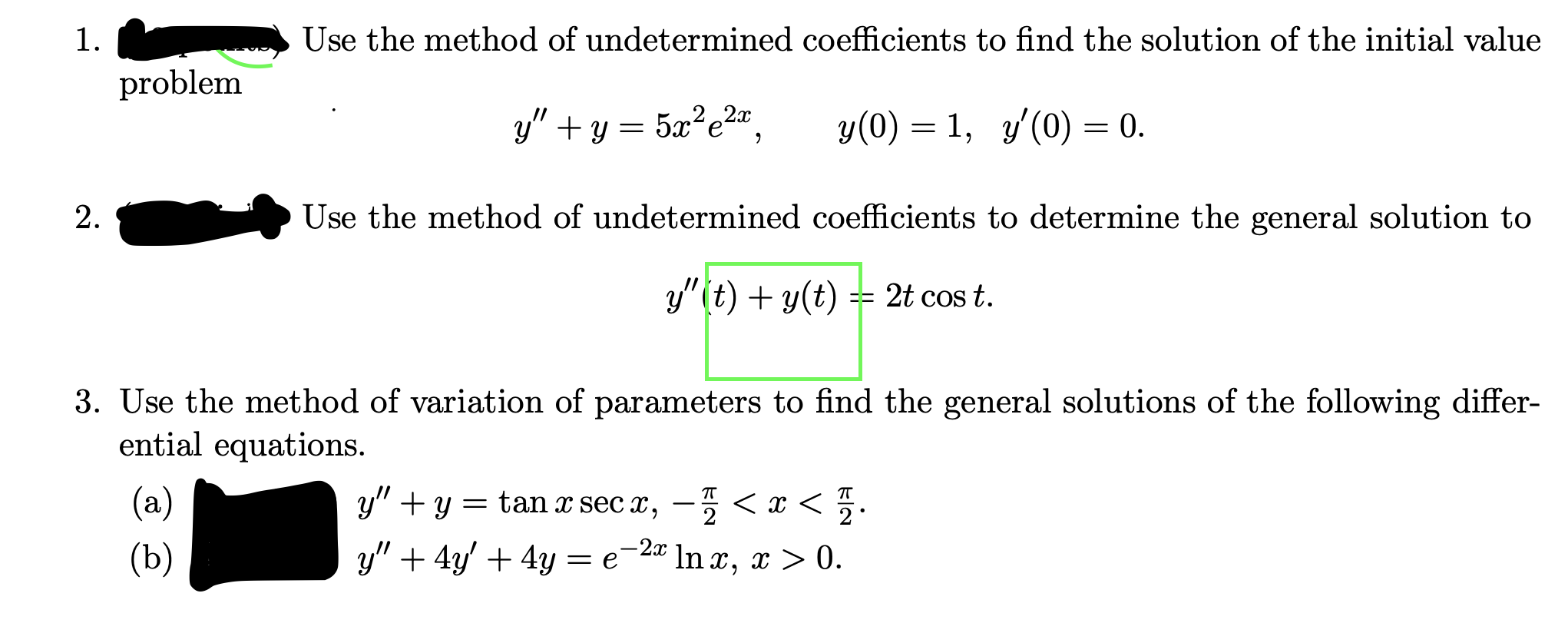 Solved 1. Use The Method Of Undetermined Coefficients To | Chegg.com