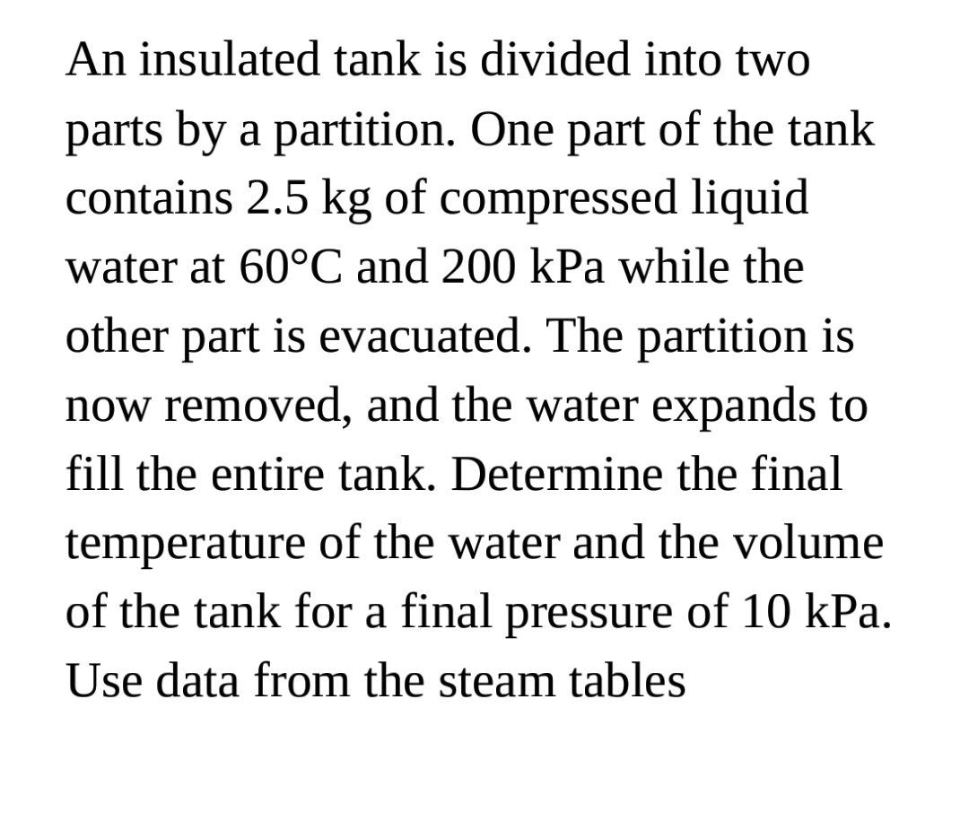 Solved An Insulated Tank Is Divided Into Two Parts By A | Chegg.com