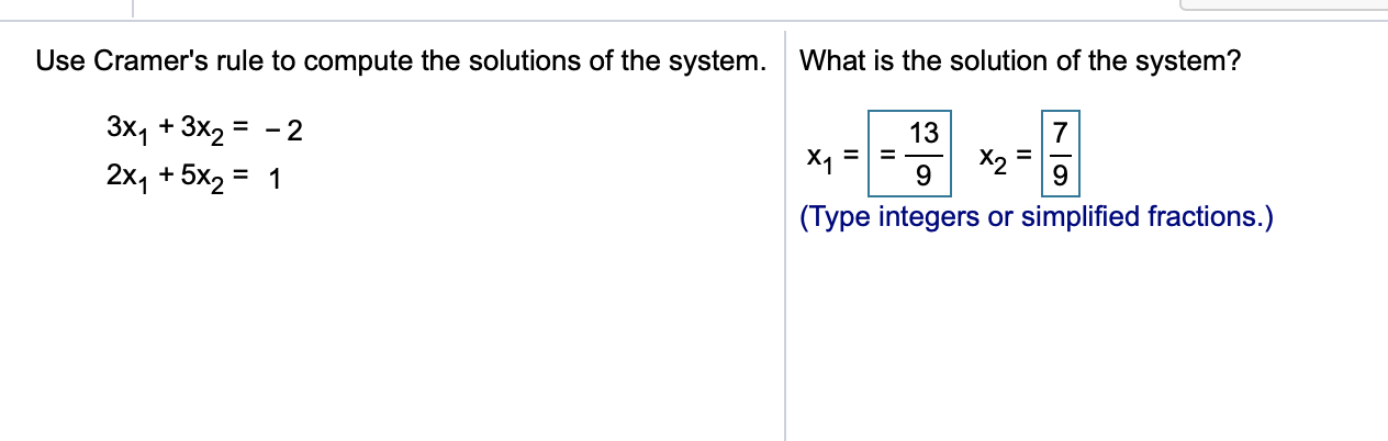 Solved Use Cramer's Rule To Compute The Solutions Of The | Chegg.com