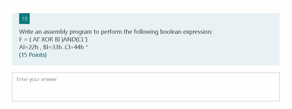 Solved 18 Write an assembly program to perform the following | Chegg.com