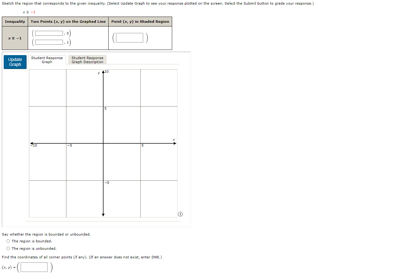Solved x≥-1UpdateGraphStudent ResponseGraphSay whether the | Chegg.com