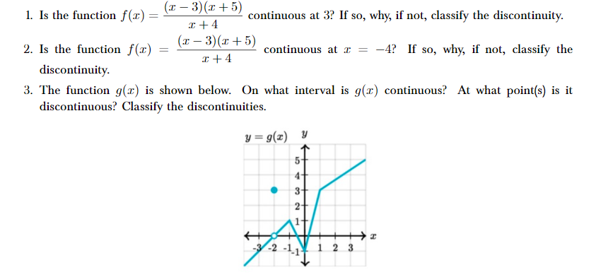 Solved (1 – 3)(x + 5) 1. Is the function f(1) = continuous | Chegg.com