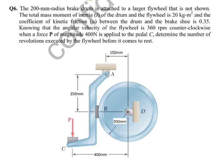 Solved Q6. The 200mmradius brake drum is attached to a