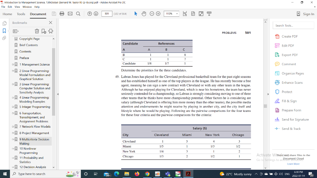 Solved 47. Check the pairwise comparison in Problem 46 for | Chegg.com