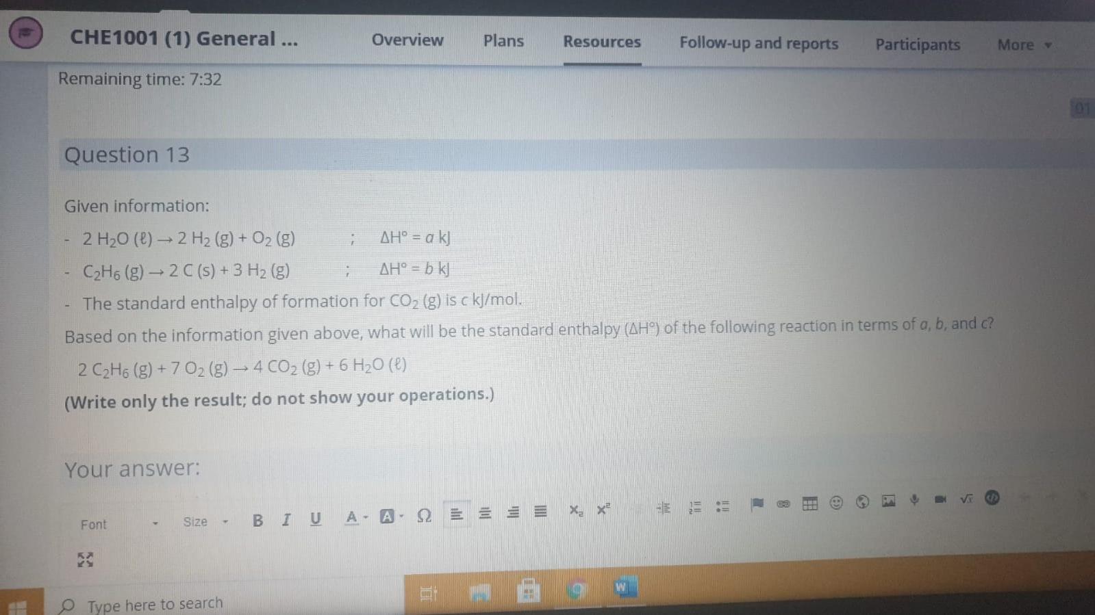 Solved CHE1001 (1) General ... Overview Plans Resources | Chegg.com