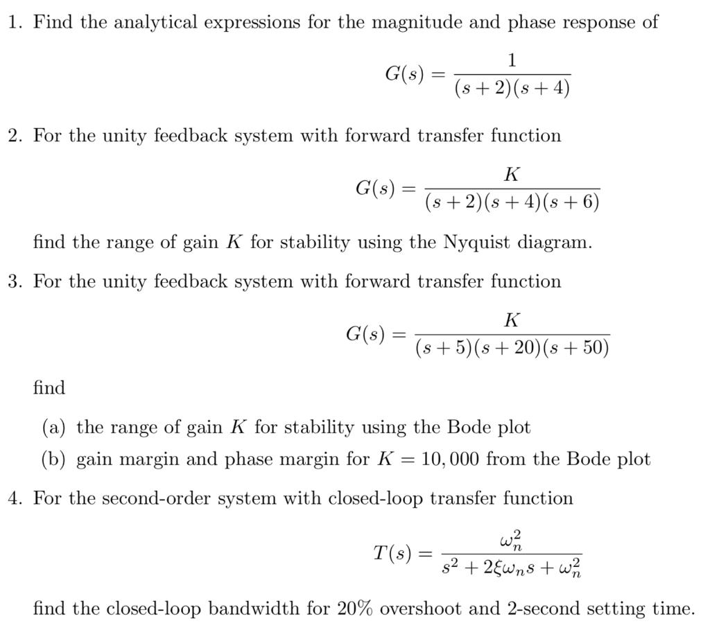1. Find the analytical expressions for the magnitude | Chegg.com