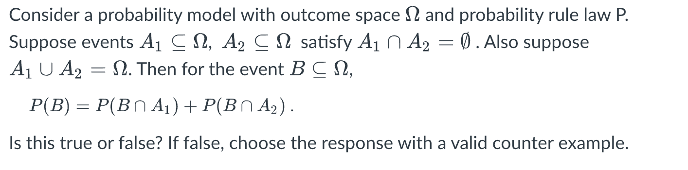 Solved Consider a probability model with outcome space and | Chegg.com