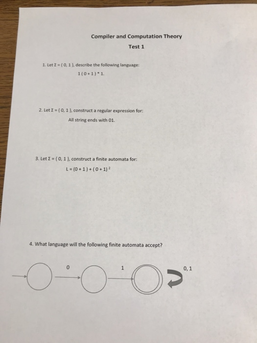 Solved Compiler And Computation Theory Test 1 1. Let (Q S), | Chegg.com