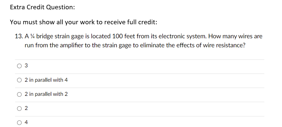 Solved Extra Credit Question: You must show all your work to | Chegg.com