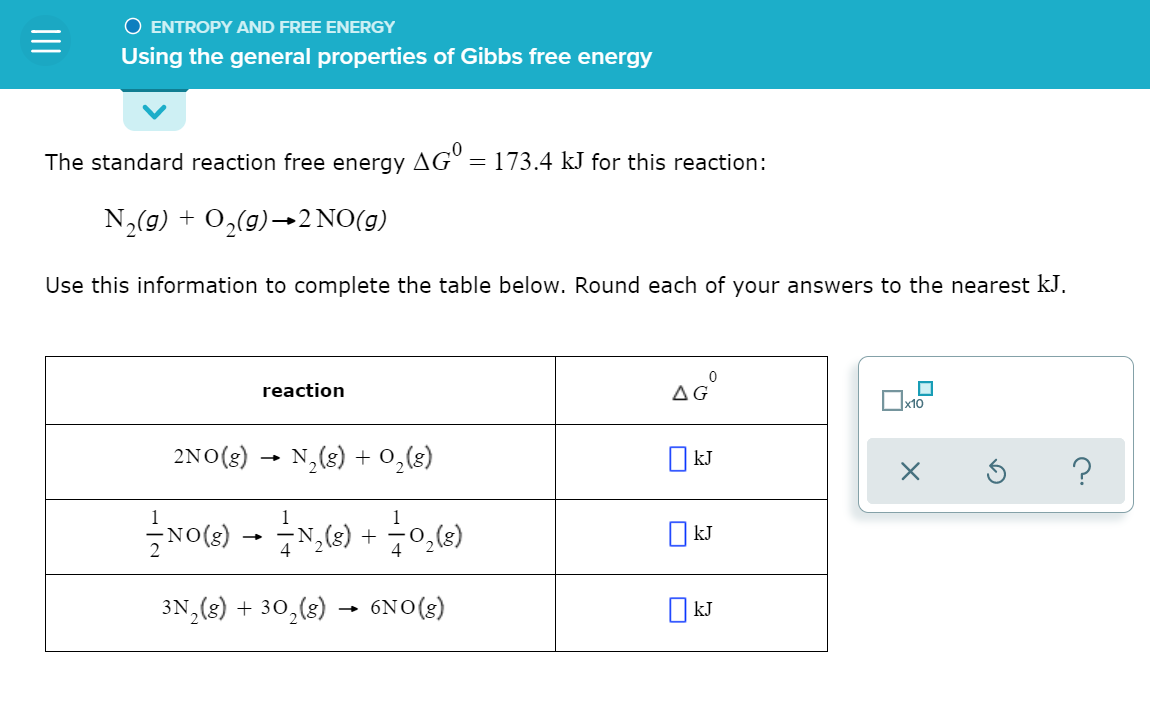 Solved O ENTROPY AND FREE ENERGY Using the general | Chegg.com