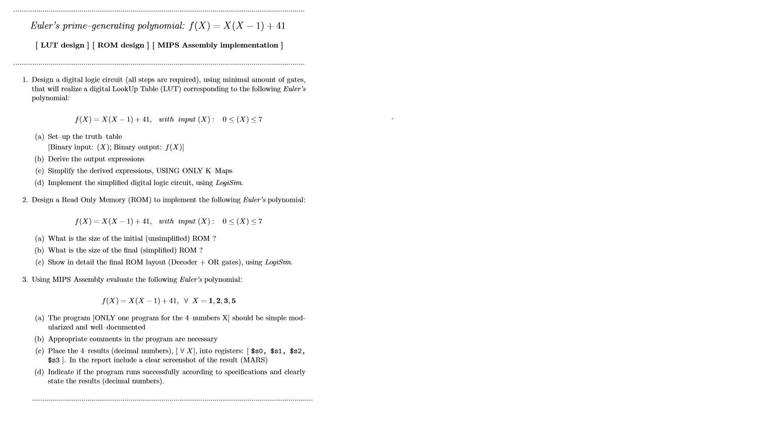 Euler's prime-generating polynomial: f(X) = X(X – 1) | Chegg.com