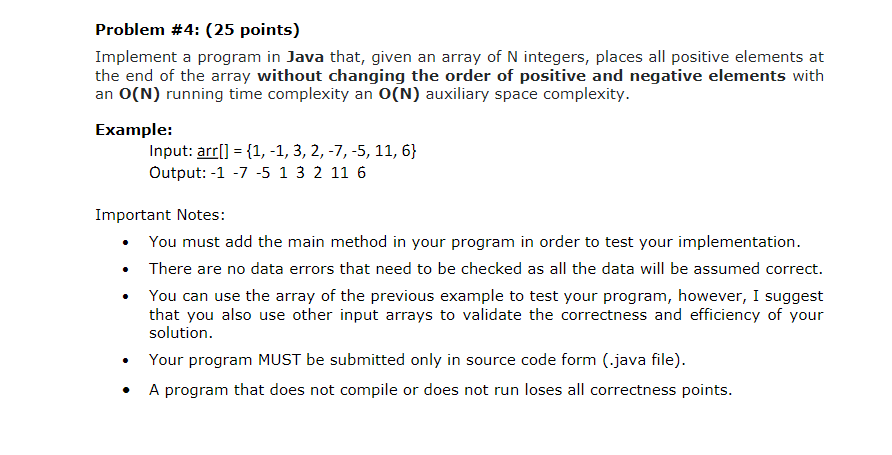 Solved Problem #4: (25 points) Implement a program in Java | Chegg.com