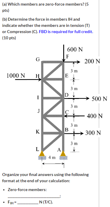 Solved A Which Members Are Zero Force Members 5 Pts B Chegg Com Solved A Which Members Are Zero Force Members 5 Pts B Chegg Com
