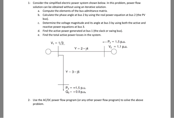 Solved 1 Consider the simplified electric power system shown | Chegg.com
