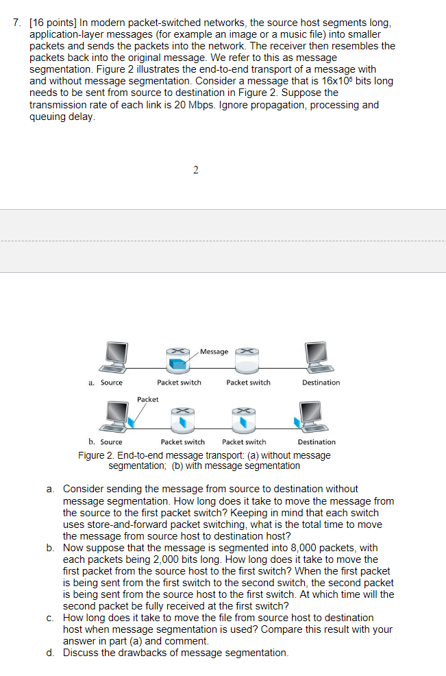 Solved 7. [16 Points] In Modern Packet-switched Networks, | Chegg.com