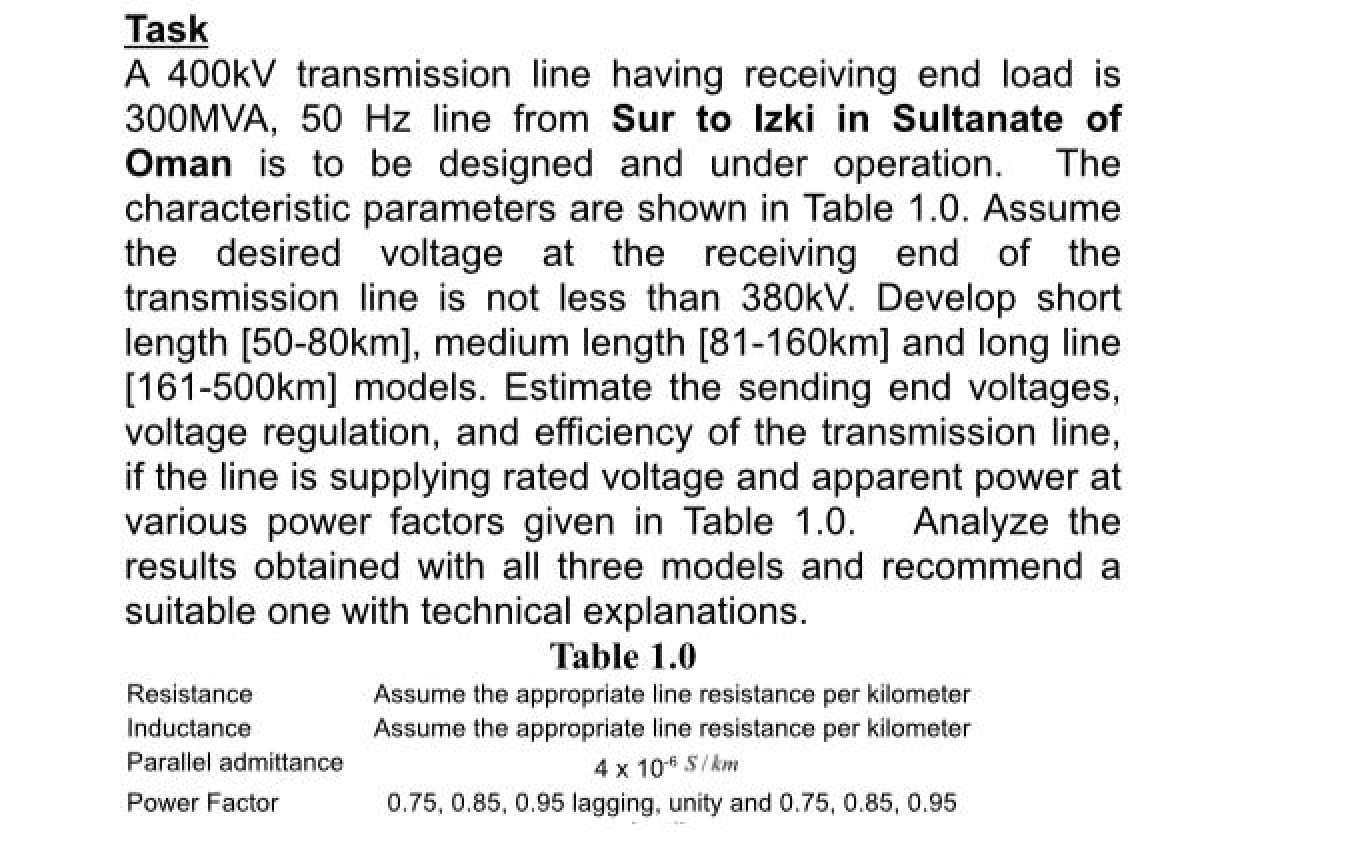Task A 400kV transmission line having receiving end | Chegg.com