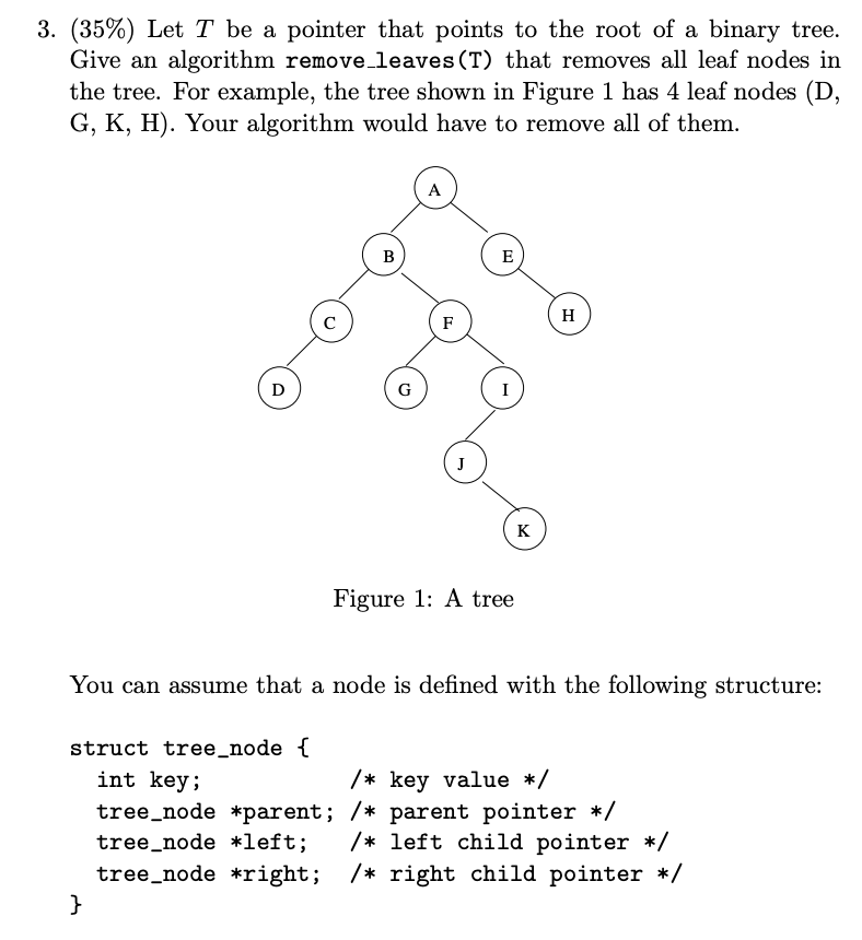 Solved 3. (35%) Let T be a pointer that points to the root | Chegg.com