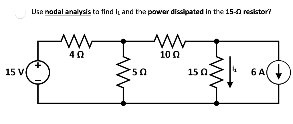 Solved Use nodal analysis to find i1 and the power | Chegg.com