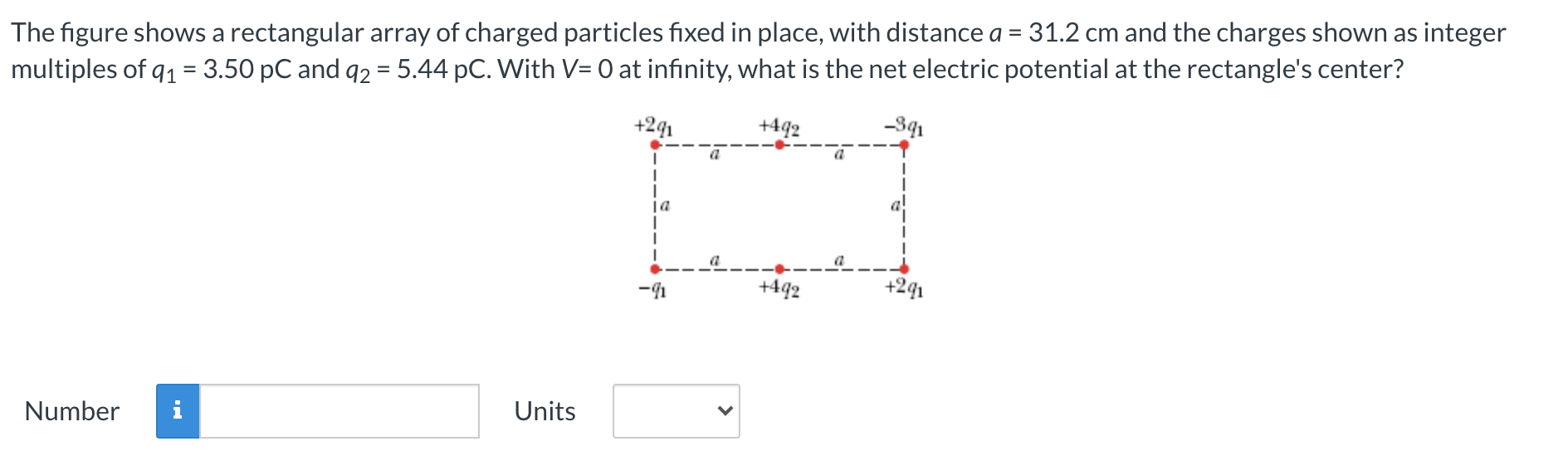 Solved The figure shows a rectangular array of charged | Chegg.com